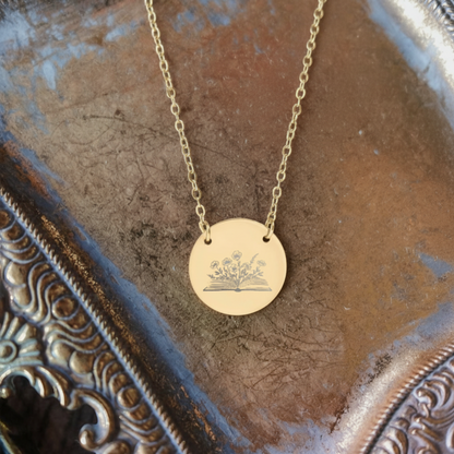 Blooming Books Circle Necklace
