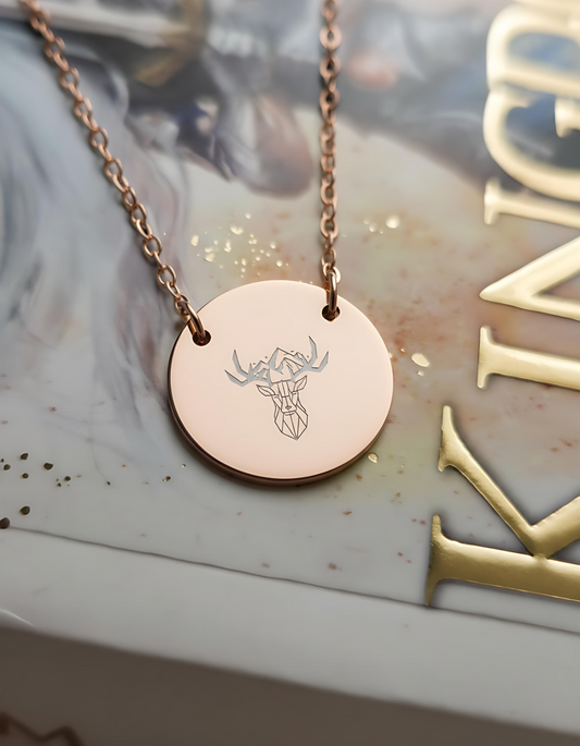 Stag Throne of Glass Circle Necklace - MagicMerchEmporium
