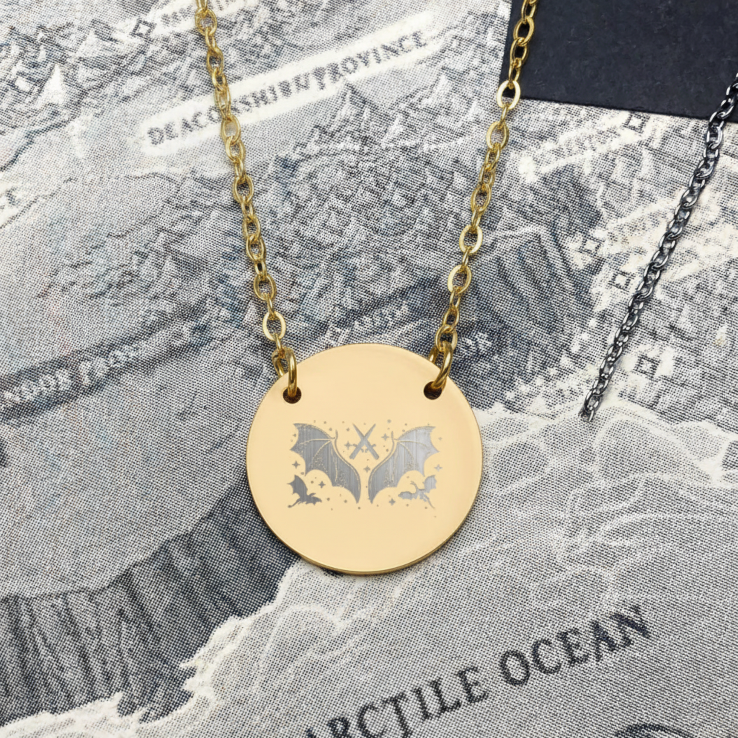 Dragons With Swords Circle Necklace