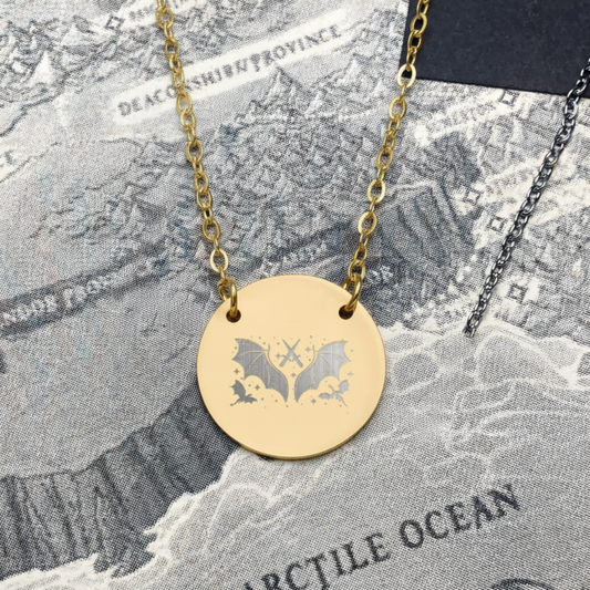 Dragons With Swords Circle Necklace