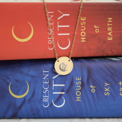 Harp Moon Crescent Circle Necklace