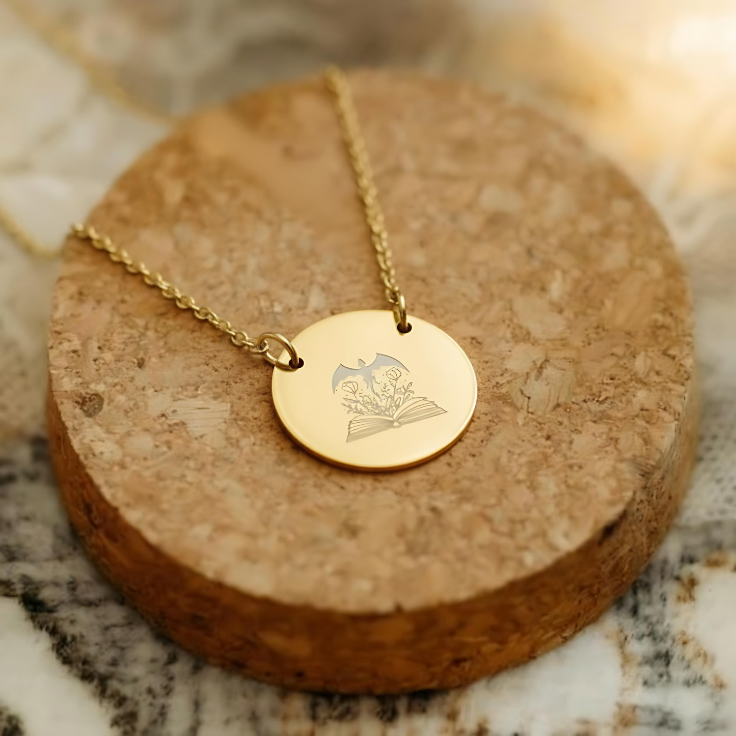 Dragon Above The Book Flowers Circle Necklace - MagicMerchEmporium