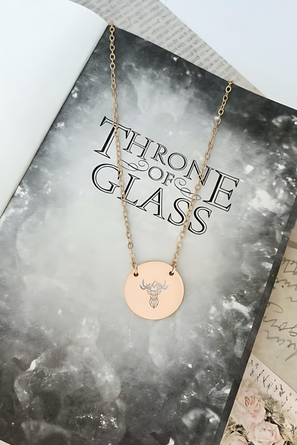 Stag Throne of Glass Circle Necklace - MagicMerchEmporium