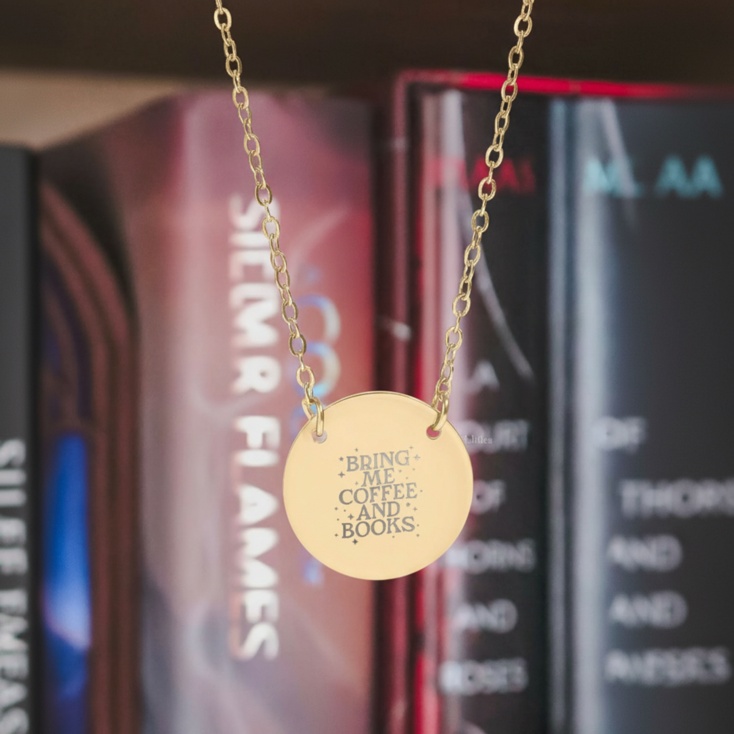 Coffee & Books Circle Necklace