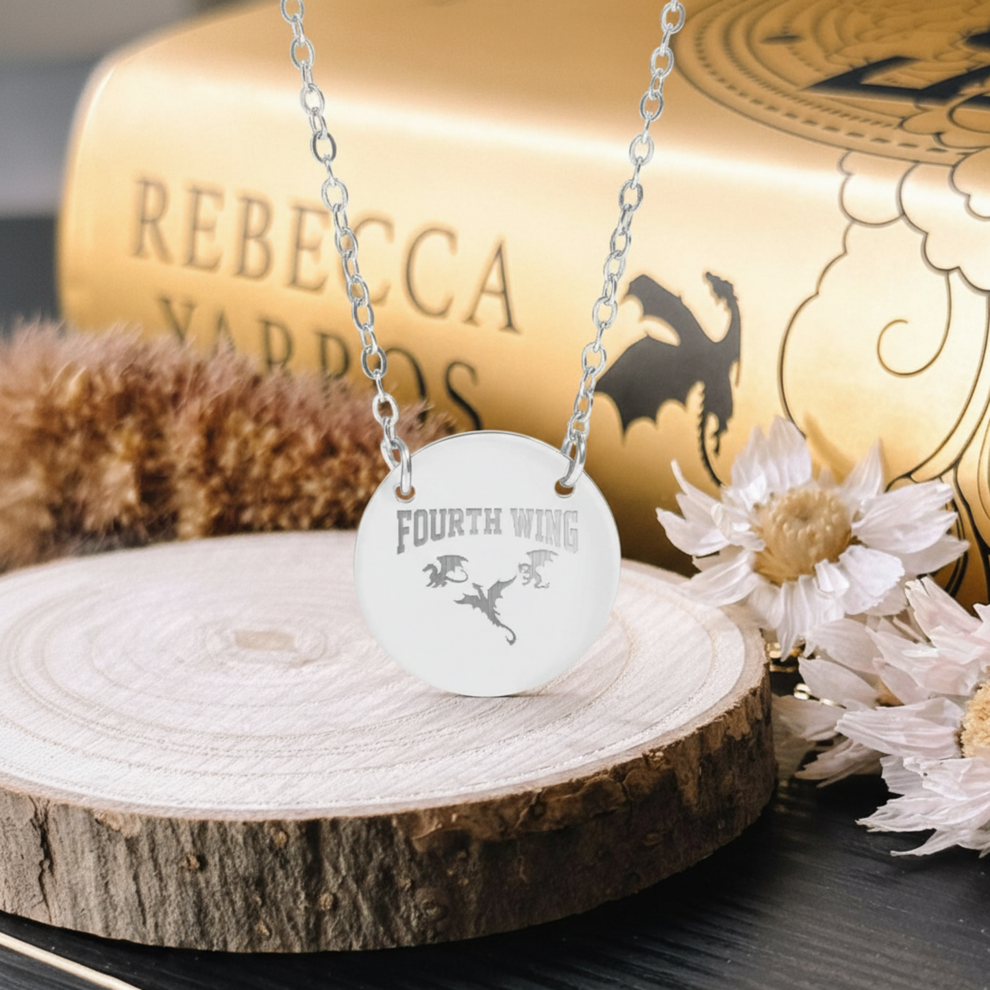 Fourth Wing Dragon Emblem Circle Necklace