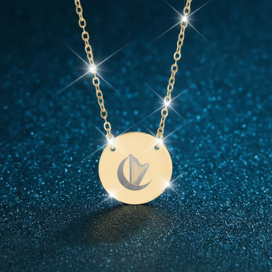 Harp Moon Crescent Circle Necklace