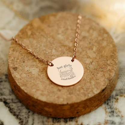 Hot Girls Read Books Circle Necklace