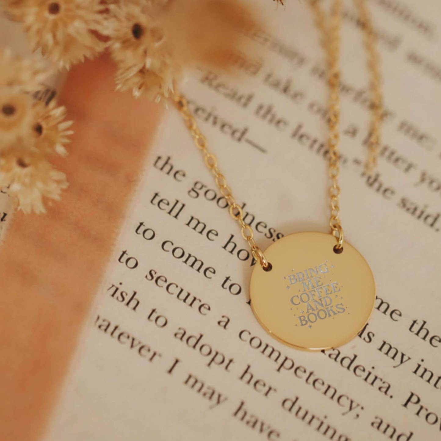 Coffee & Books Circle Necklace