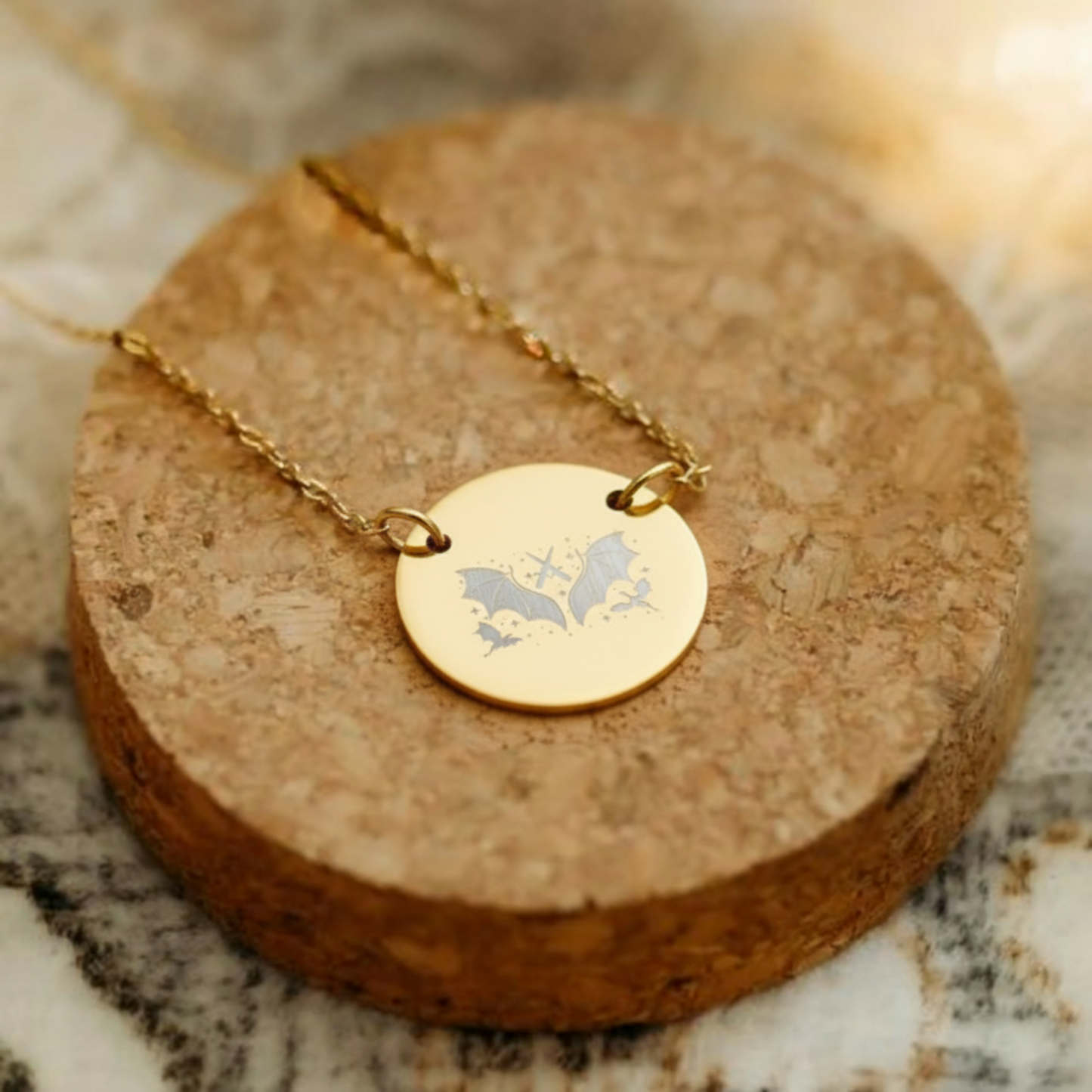 Dragons With Swords Circle Necklace