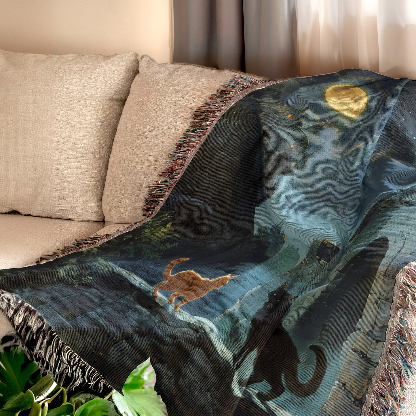 Gothic Cat Moonlight Woven Blanket 🌙🐾