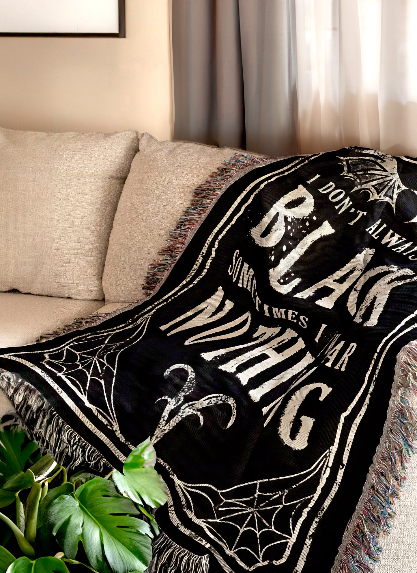 🖤 Gothic "Sometimes I Wear Nothing" Blanket