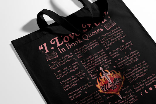 “I Love You” in Book Quotes Tote Bag