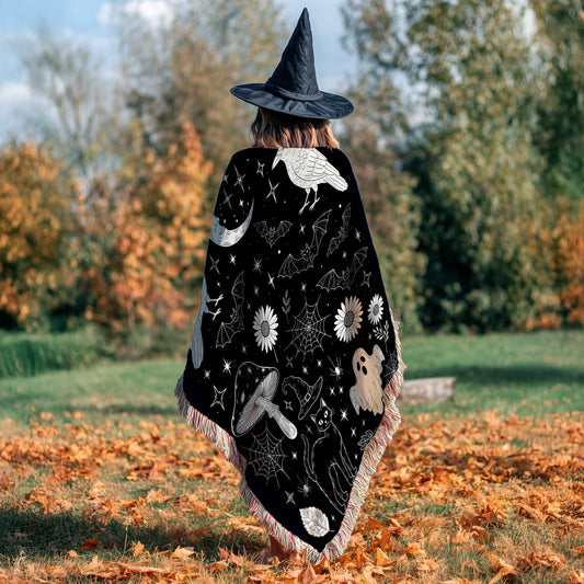 Black Cat & Raven Halloween Blanket