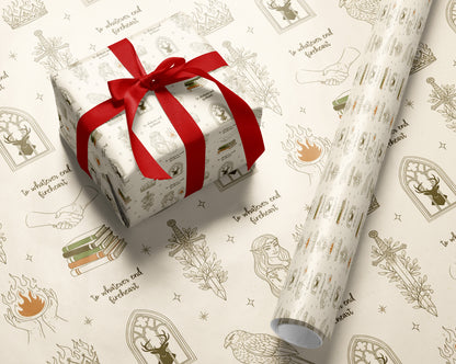 Fireheart Cream Wrapping Paper - MagicMerchEmporium