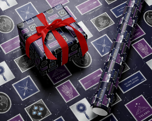 Velaris purple and navy Wrapping Paper - MagicMerchEmporium
