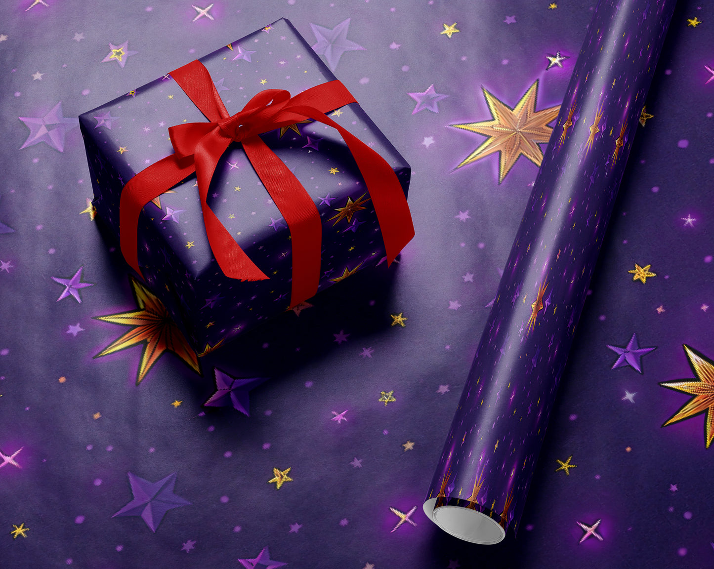 Purple Galaxy Stars Wrapping Paper