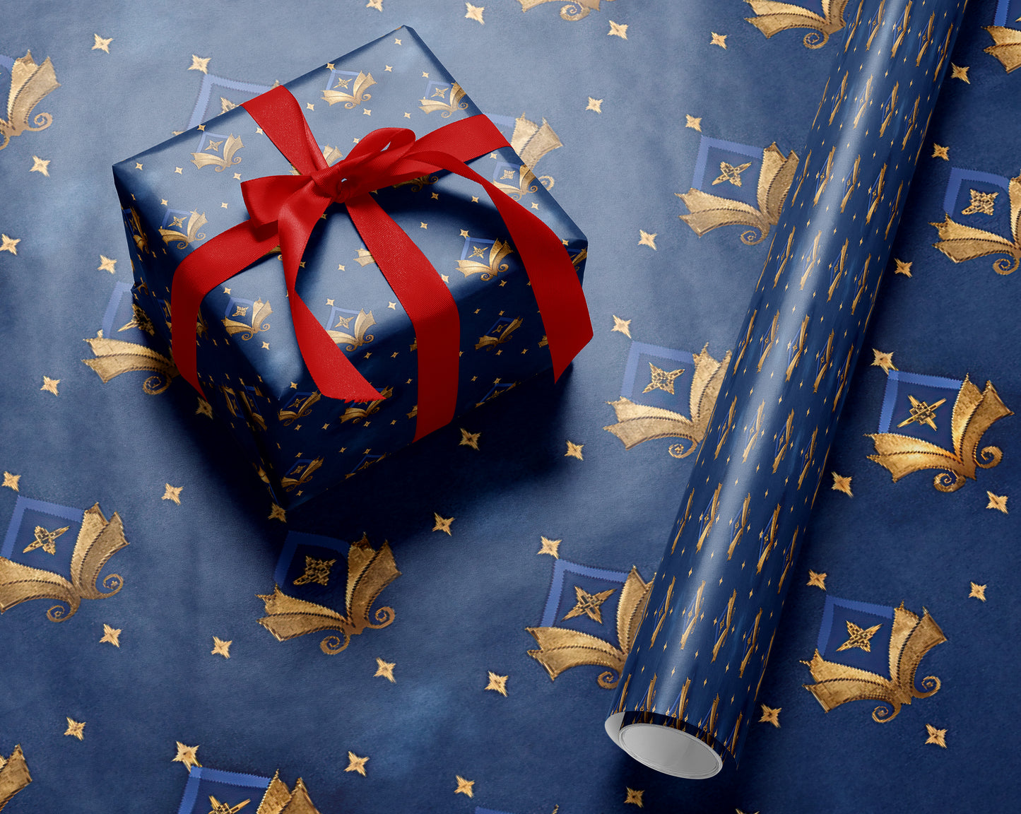 Royal Blue Fleur-de-Lis Wrapping Paper