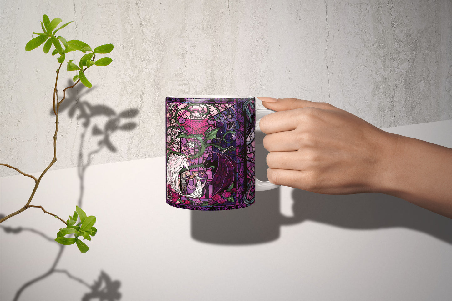 ✨ "Stained Glass Feyre & Rhysand Mug – ACOTAR Magic 🏙️☕🌌" ✨