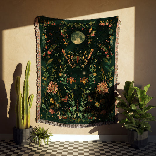 🌕 Mystic Moon Butterfly Blanket - Moonlit Garden Aesthetic 🌕