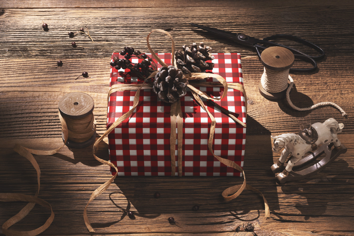 Classic Red Plaid Gift Wrap Roll