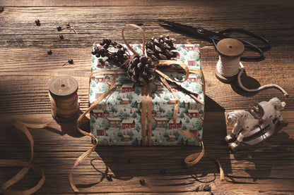 Snowy Winter Town Wrapping Paper