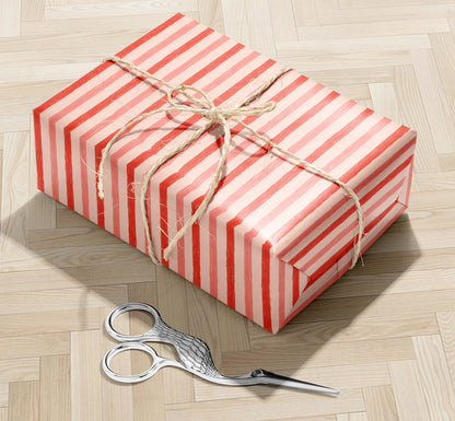 Red and Pink Striped Gift Wrap