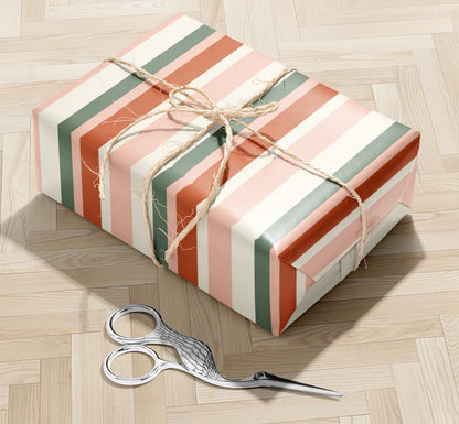 Retro-Inspired Striped Wrapping Paper