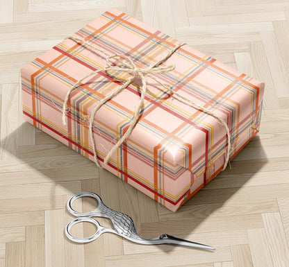 Peach Plaid Wrapping Paper
