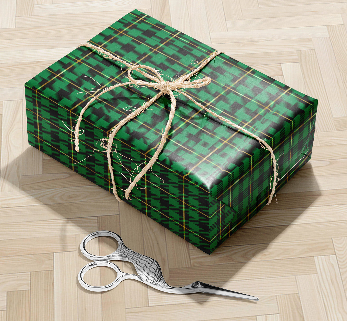 Green and Black Tartan Wrapping Paper