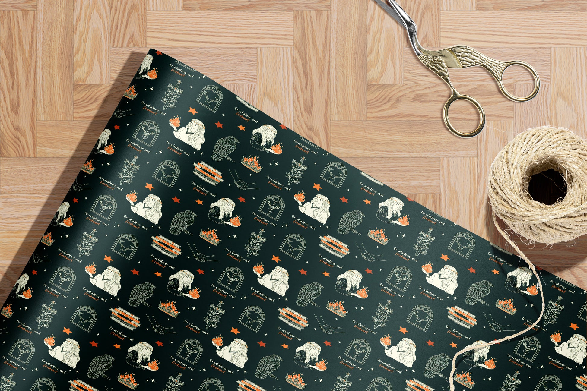 Aelin crown flame Wrapping Paper - MagicMerchEmporium