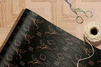 Reading About Dragons Wrapping Paper - MagicMerchEmporium