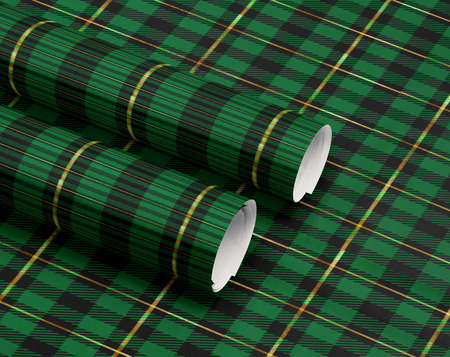 Green and Black Tartan Wrapping Paper