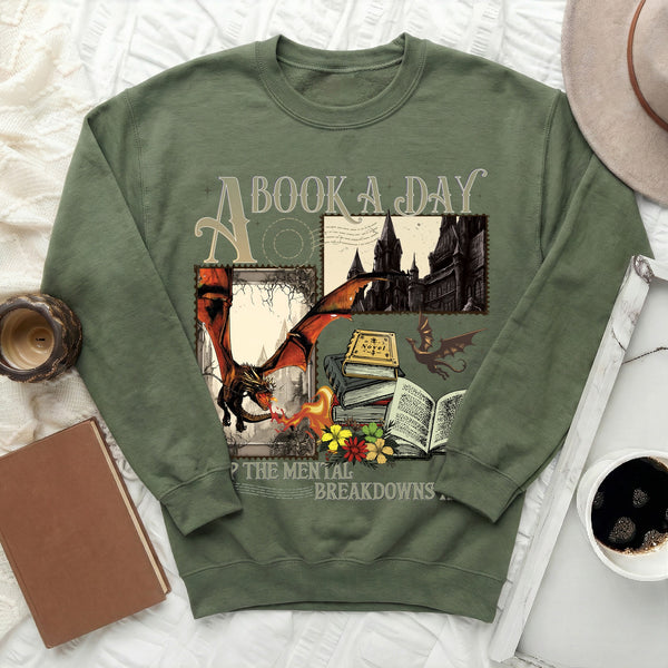 A Book A Day Sweatshirt in Military Green