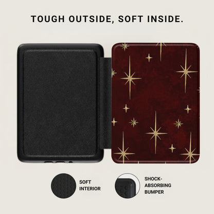 Black case with textured exterior and a star pattern interior, showing soft interior and bumper.