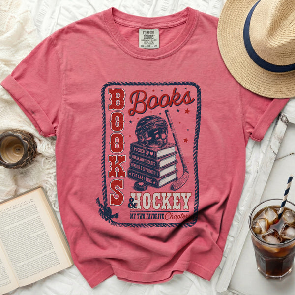 Books & Hockey Chapters Tee in Crunchberry