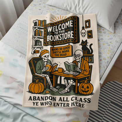 Welcome to the Bookstore Skeletons Reading Blanket