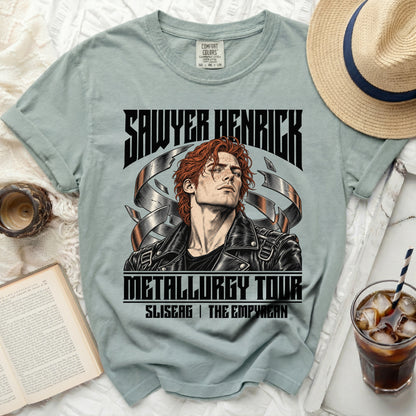 Sawyer Henrick Metallurgy Tour t-shirt with illustration and tour dates.