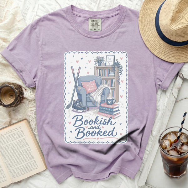 Bookish & Booked Hockey Reader Tee in Orchid