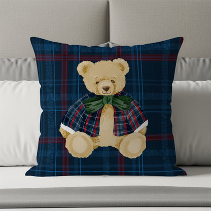Plaid Bear Decorative Cushion for Child's Bedroom Decor
