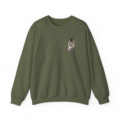 Stylish olive green sweatshirt with unique front design