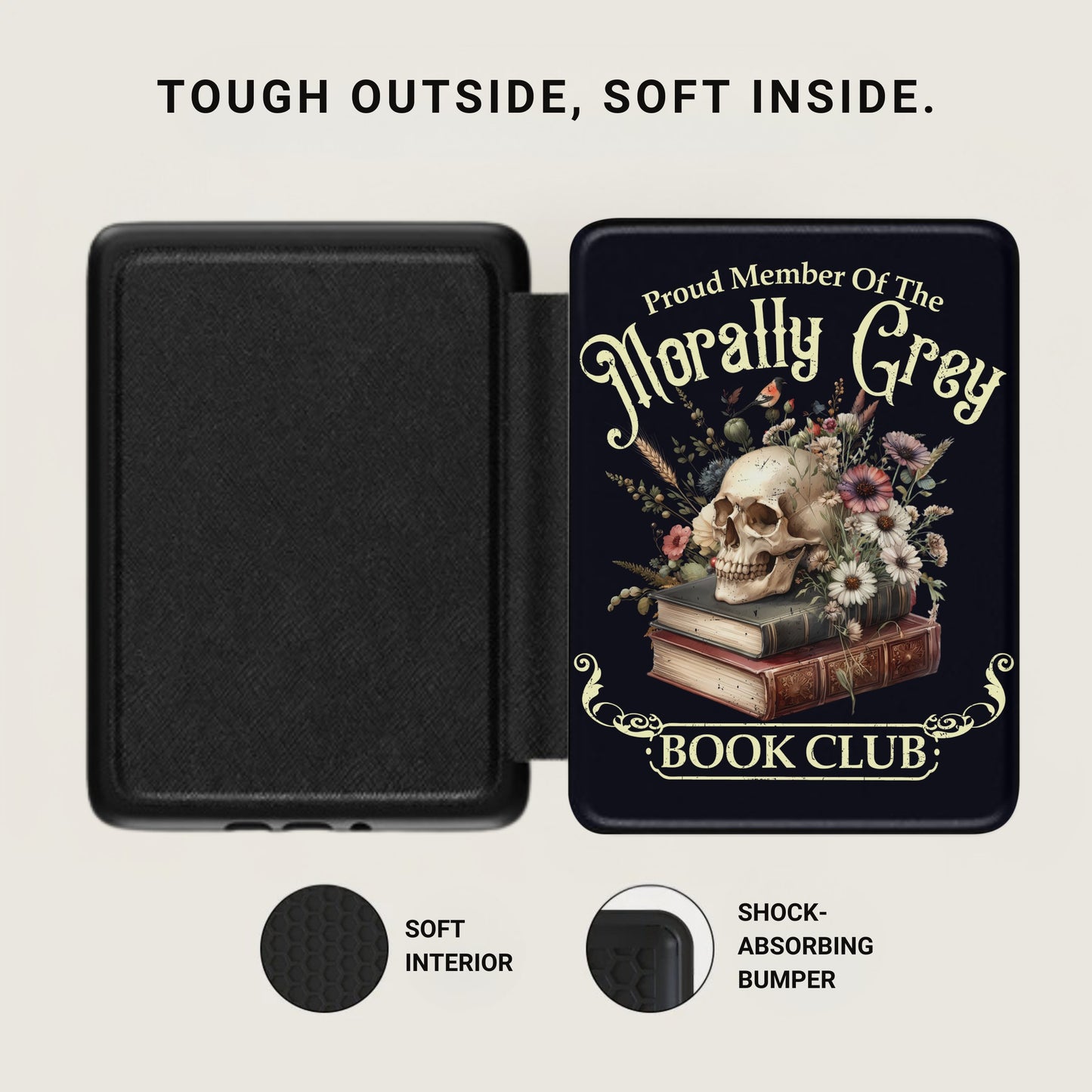 Morally Grey Book Club Skull Flowers Shock-Absorbing product type