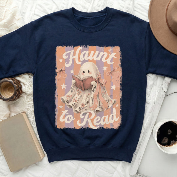 Vintage Ghost Haunt to Read Sweatshirt in Navy