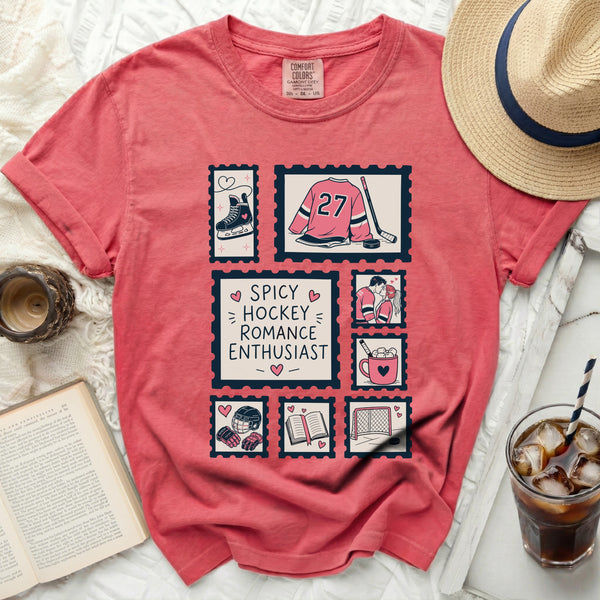 Spicy Hockey Romance Enthusiast Tee in Watermelon