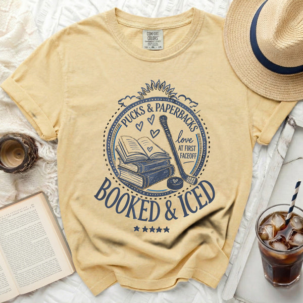 Booked & Iced Hockey & Books Tee in Butter