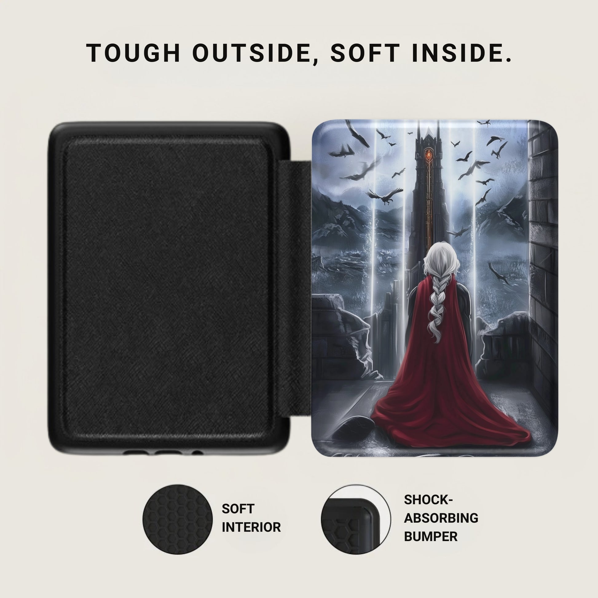 Tough Outside Soft Inside Dark Fantasy Art E-Reader Case product type