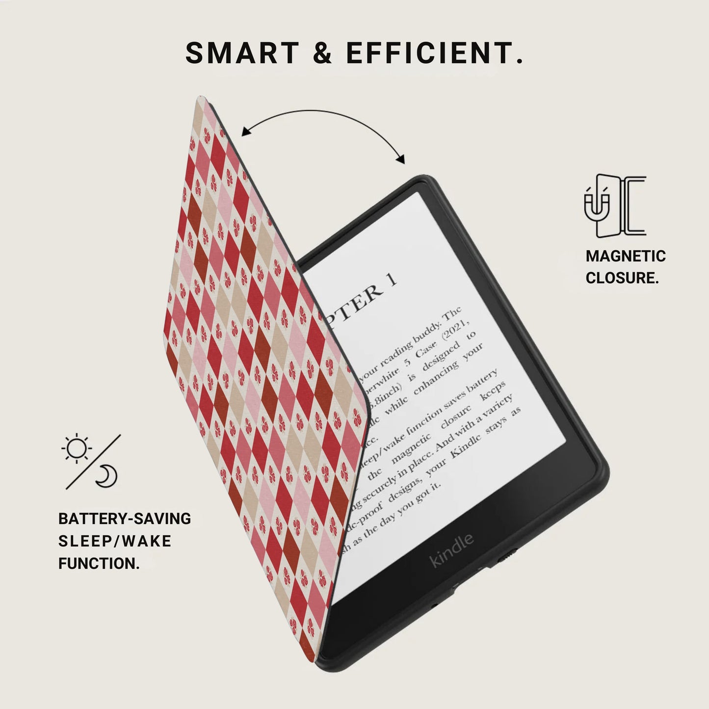 Smart Efficient Kindle Cover with Magnetic Closure