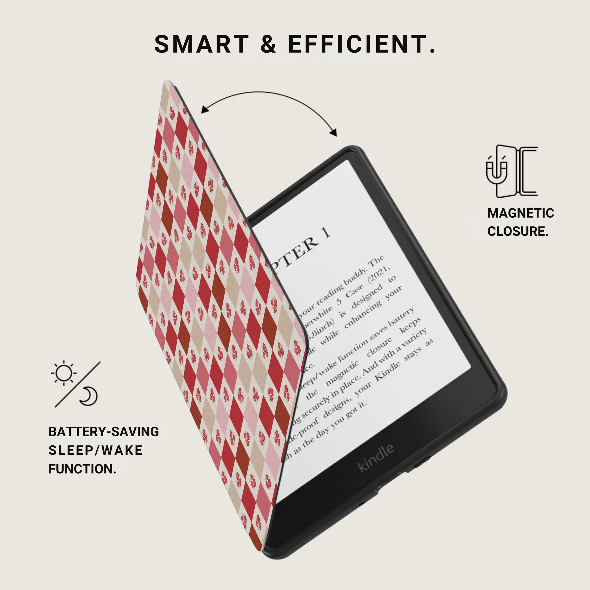 Smart Efficient Kindle Cover with Magnetic Closure