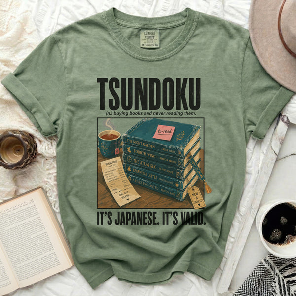 Tsundoku Definition Tee in Moss