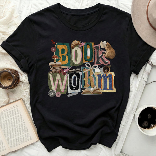 Book Worm Literary Tee in Black