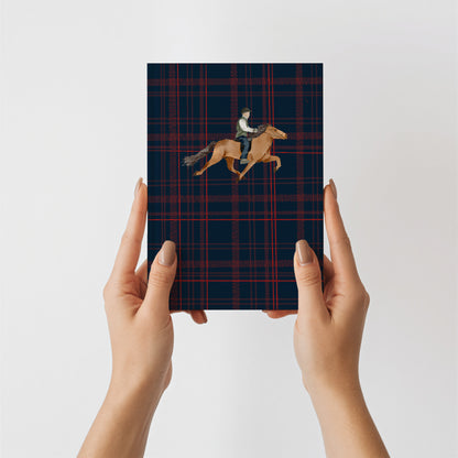 Horse Rider Blue Plaid Pattern Unique Notebook